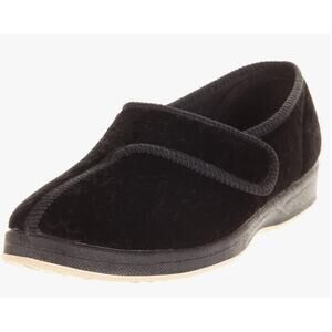 Foamtreads Jewel Womens Velour Moccasins Slip On Durable Black Slippers Shoes 11